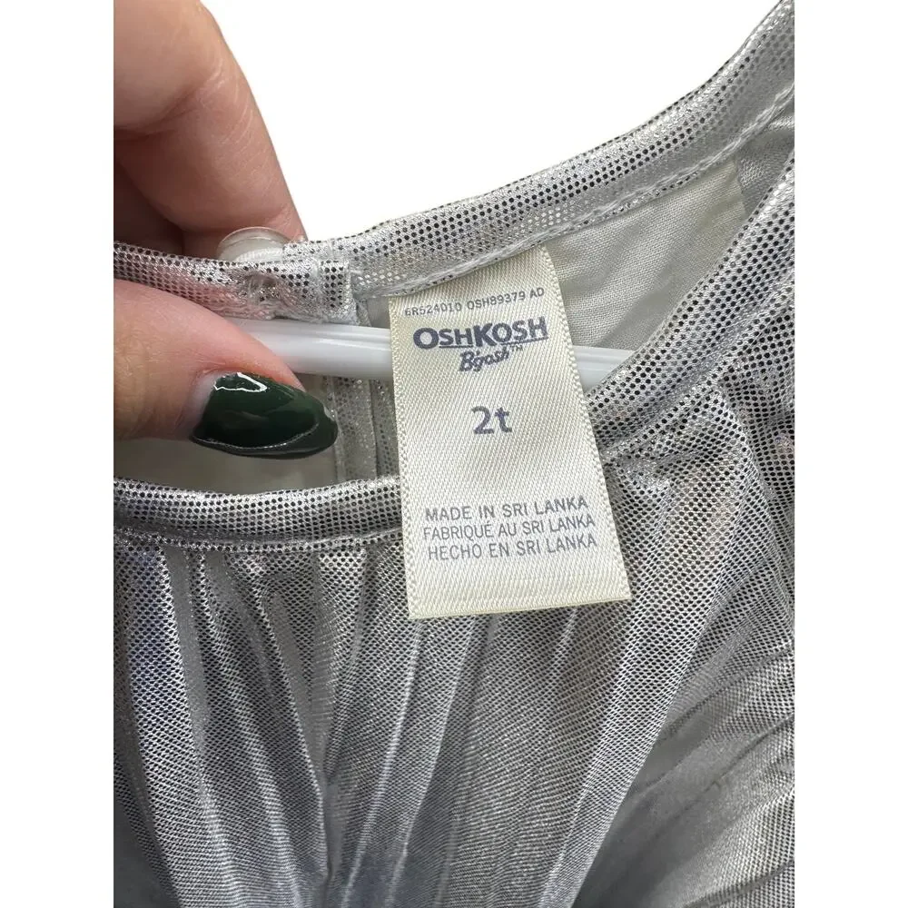 Copied - OshKosh B'gosh Toddler Girl 2T Silver Metallic Foil Pleated Dress NWT